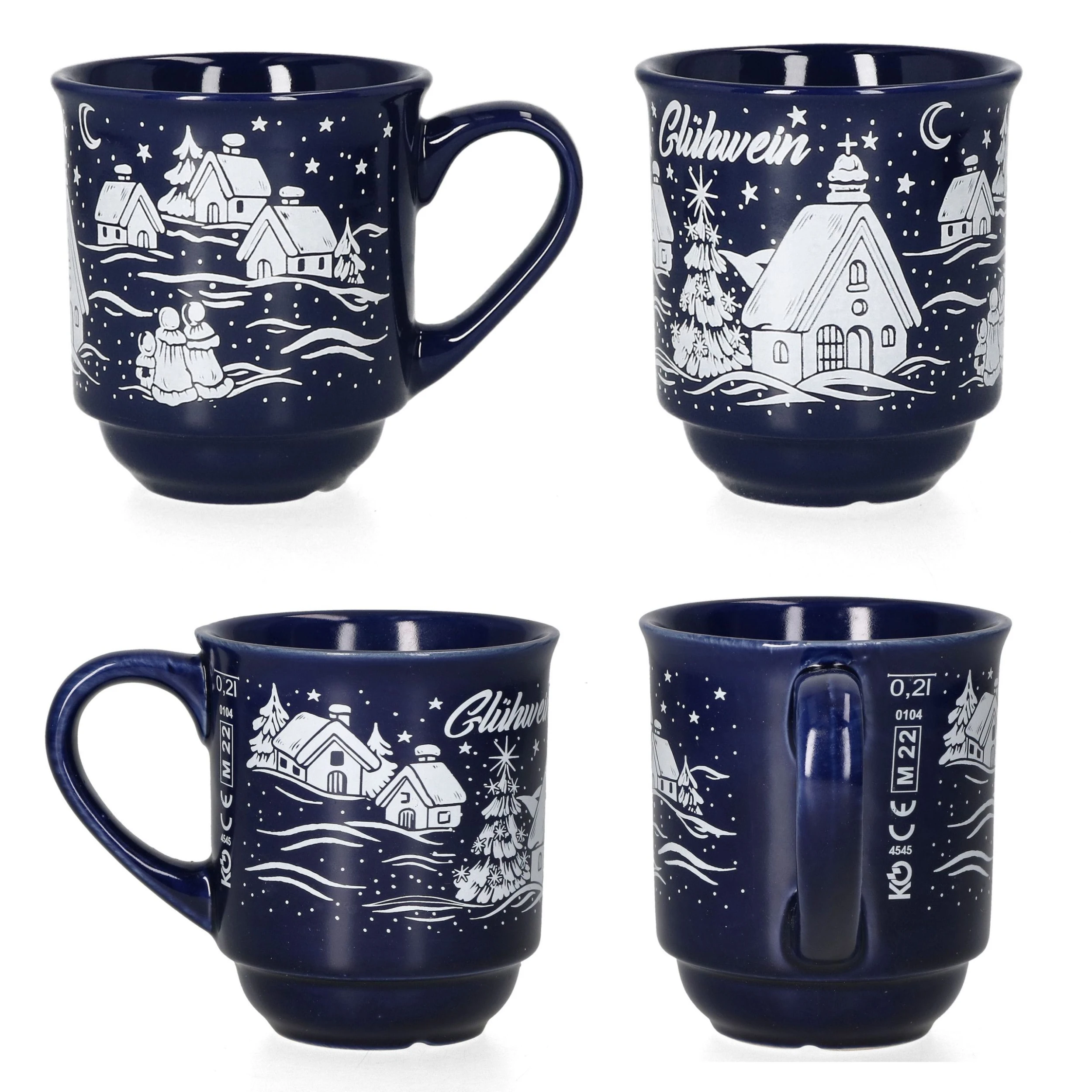 Null 3160110 - 36er Set Glühweinbecher In Dunkelblau Mit Weihnachtslandschaft 0,2L Geeicht 9 Null 3160110 - 36er Set Glühweinbecher In Dunkelblau Mit Weihnachtslandschaft 0,2L Geeicht – Bild 7