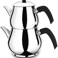 Null HOFFMANNS Home & More Teekanne 18/10 Edelstahl Teekocher Rostfrei Wasser/Tee-Kessel Griff Schwarz