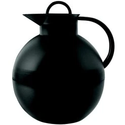 Null Alfi Isolierkanne Kugel, Kanne, Kaffeekanne, Drehverschluss, Pflegeleichter Kunststoff, Gefrostet, Schwarz, 0.94 Liter, 115020094