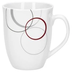 Null 6er Set Kaffeebecher Palazzo 33cl - Kaffeetasse Aus Weißem Porzellan Mit Dekor-Kreisen In Grau Und Dunkelrot -coffee saucer shop 4f10a835 0c53 4a0b ac71 3173295d00c3