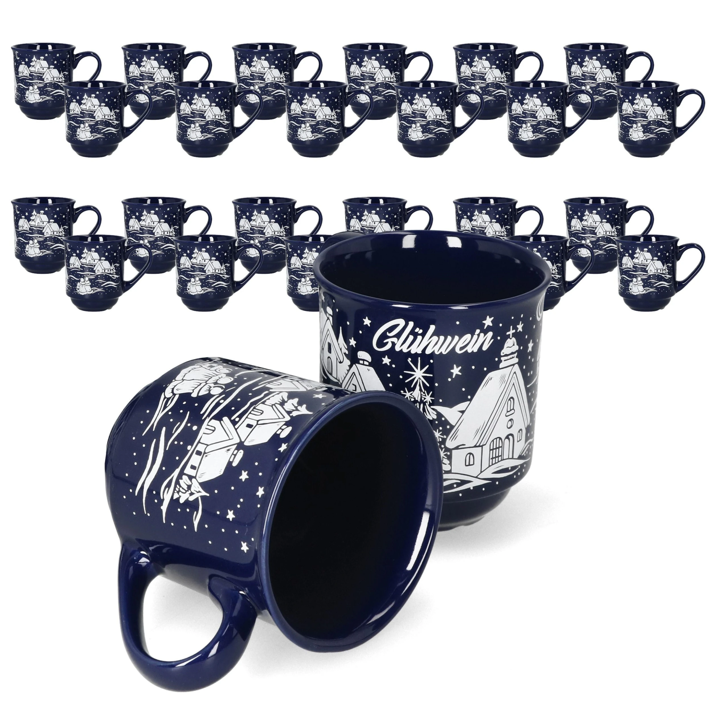 Null 3160110 - 6er Set Glühweinbecher In Dunkelblau Mit Weihnachtslandschaft 0,2L Geeicht 5 Null 3160110 - 6er Set Glühweinbecher In Dunkelblau Mit Weihnachtslandschaft 0,2L Geeicht – Bild 3