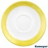 12x Arcoroc Kaffeeuntertasse 14 Cm Aus Opalglas Form BRUSH - Yellow / Gelb Von Arcoroc